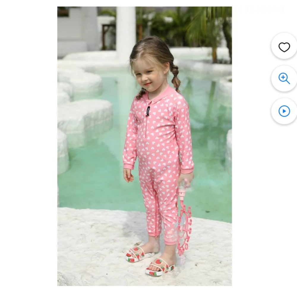 Pink Heart Sun Protection One Piece Rash Guard - Picture 2 of 5